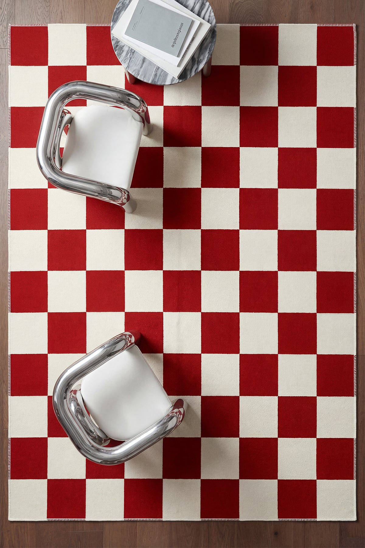 Odessa Kırmızı Krem Damalı Yıkanabilir Bohem Dijital Baskı Şönil Mutfak Salon Ev Oda Koridor Halısı