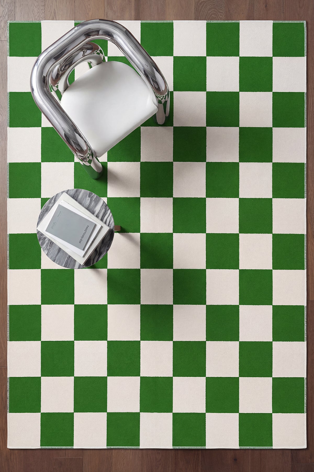 Odessa Yeşil Krem Damalı Yıkanabilir Bohem Dijital Baskı Şönil Mutfak Salon Ev Oda Koridor Halısı